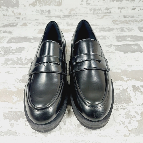 NEW Charles David Delusion Platform In Black Leather Old Money Loafers M851 - Picture 3 of 12
